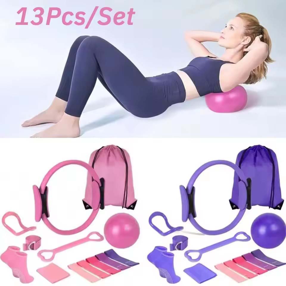Pilates Yoga For Weight Loss - 13 ピース/セットヨガサークルジムセットピラティスボールセットボディシェイピングプロフェッショナルピラティス機器キット健康を改善減量抵抗を強化